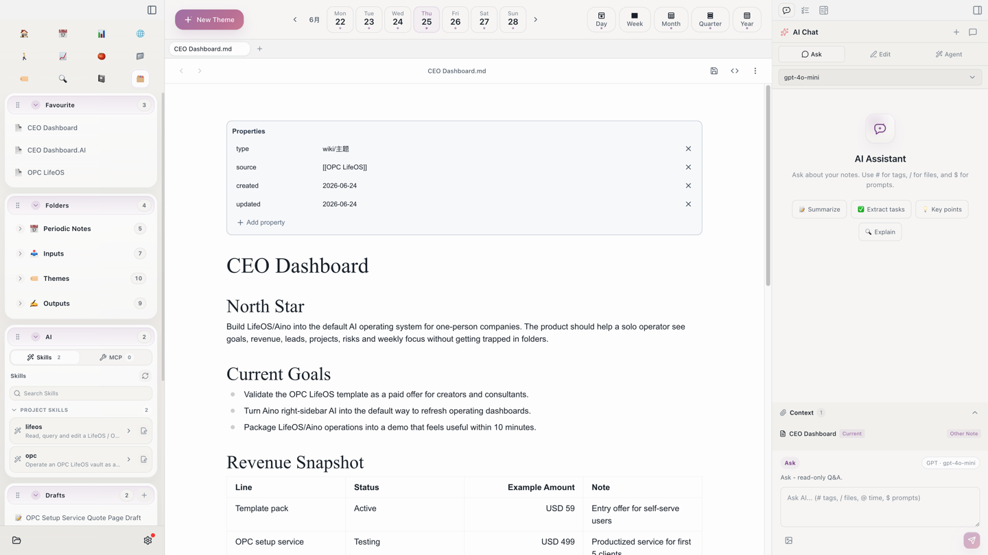 OPC LifeOS example vault overview